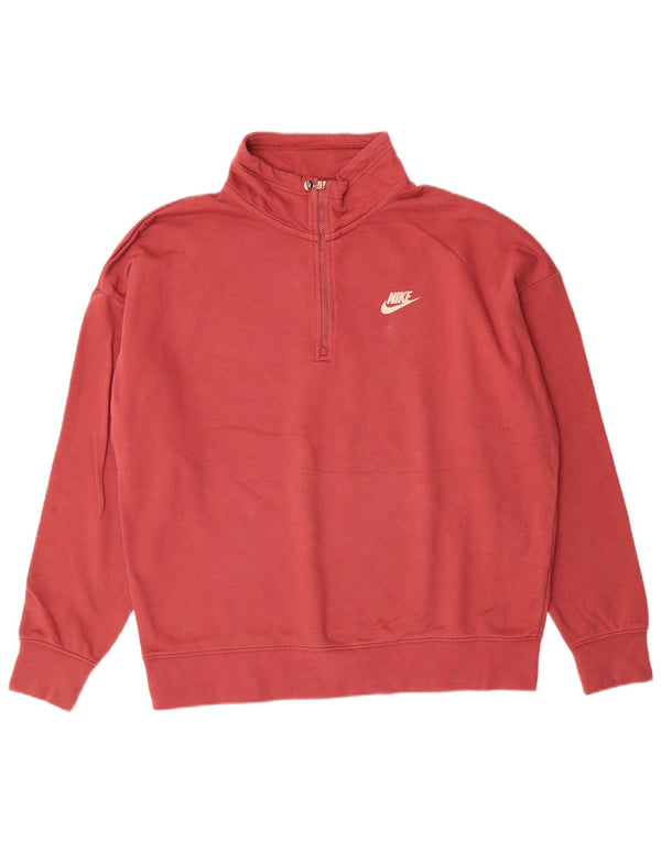 NIKE Sweat-shirt surdimensionné à col zippé pour femme UK 10 Petit Rose