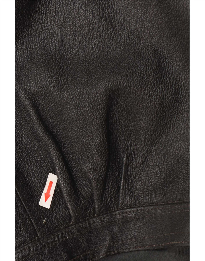 veste en cuir femme vintage UK 14 Grand Noir