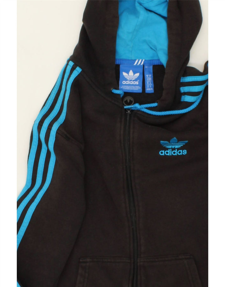 ADIDAS Pull à capuche zippé pour homme en coton noir moyen