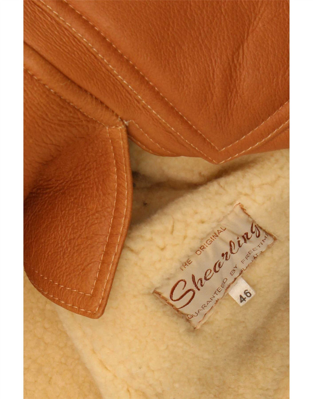 Veste Shearling Femme Vintage IT 46 Grand Beige Colourblock
