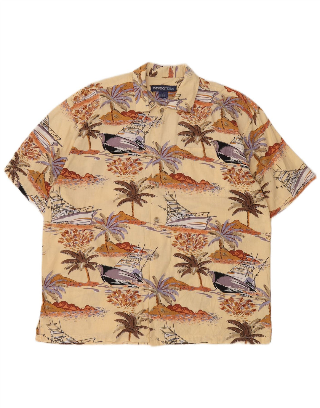 NEWPORT Chemise à manches courtes pour homme à motif abstrait jaune moyen hawaïen
