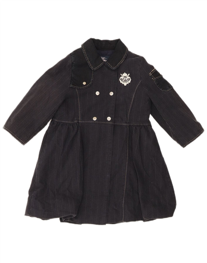 BURBERRY Manteau croisé pour filles 2-3 ans en coton noir à fines rayures