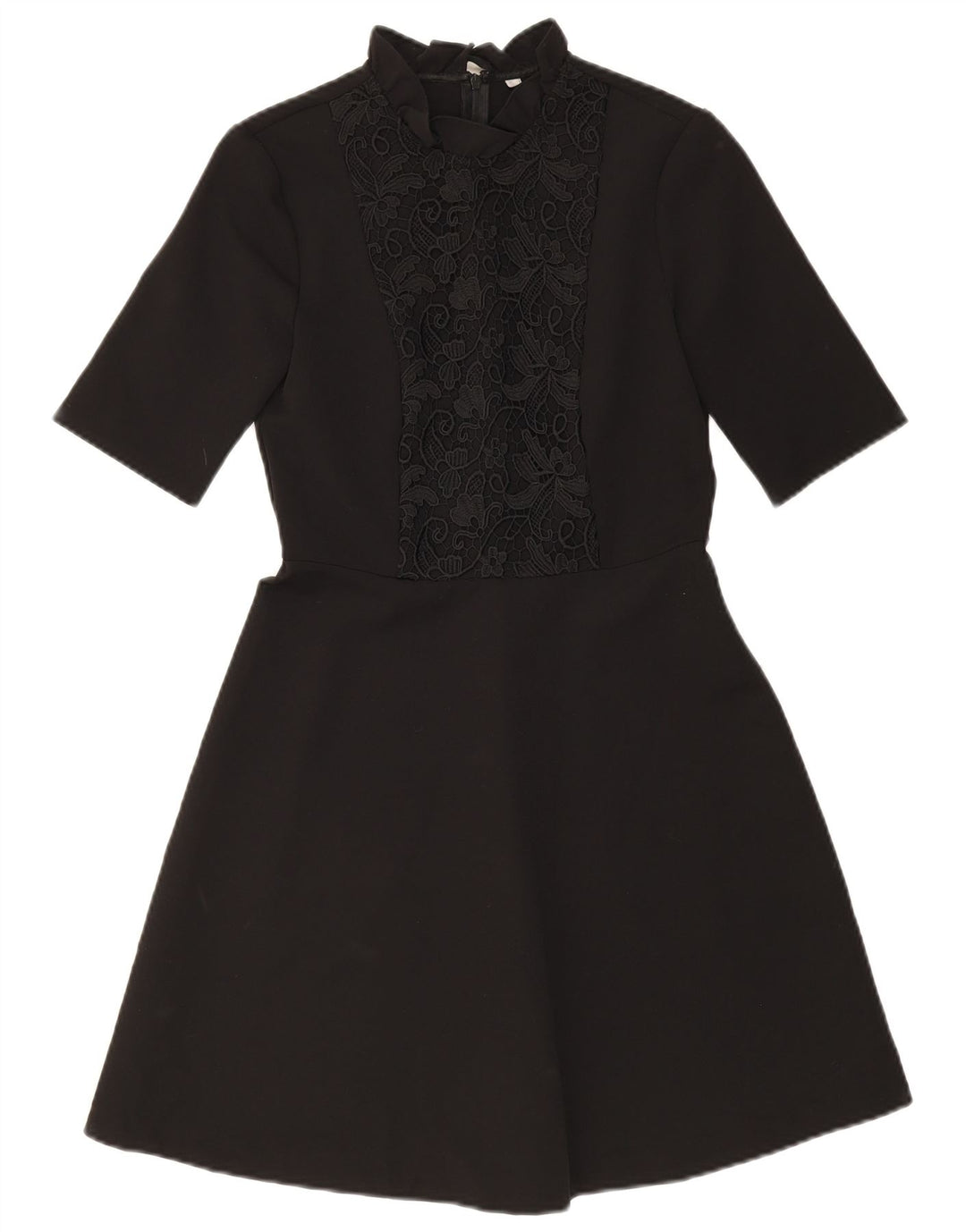 ZARA Robe trapèze pour femme UK 10 Petit polyester floral noir