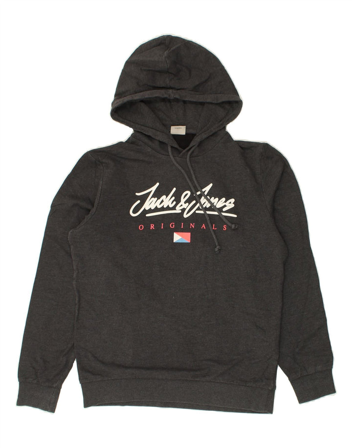 JACK & JONES Mens Graphic Hoodie Jumper Small Grey Cotton | Vintage Jack & Jones | Thrift | Second-Hand Jack & Jones | Used Clothing | Messina Hembry 