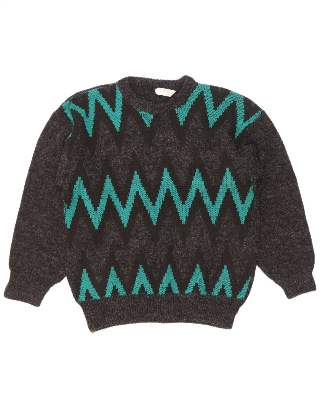 Pull vintage pour homme à col rond, grande taille, motif chevron gris