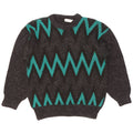 Pull vintage pour homme à col rond, grande taille, motif chevron gris