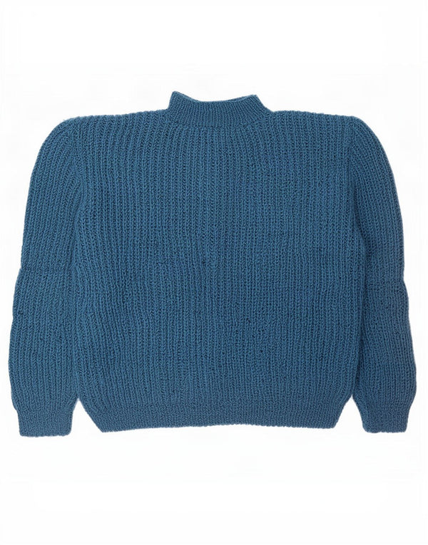 vintage Femmes Turtle Neck Jumper Pull UK 18 XL Bleu Marine