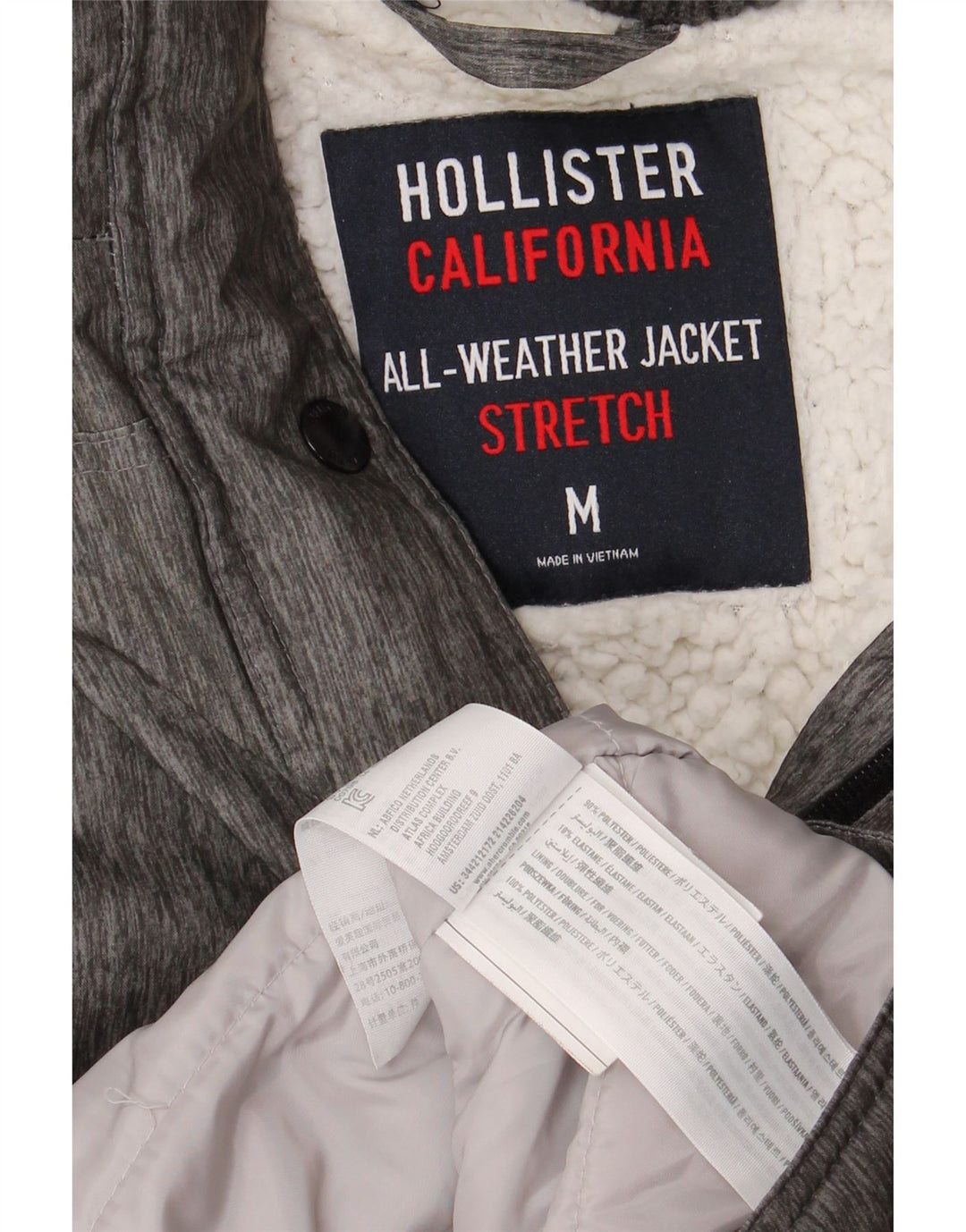 HOLLISTER Parka à capuche pour femme UK 44 Polyester moucheté gris moyen