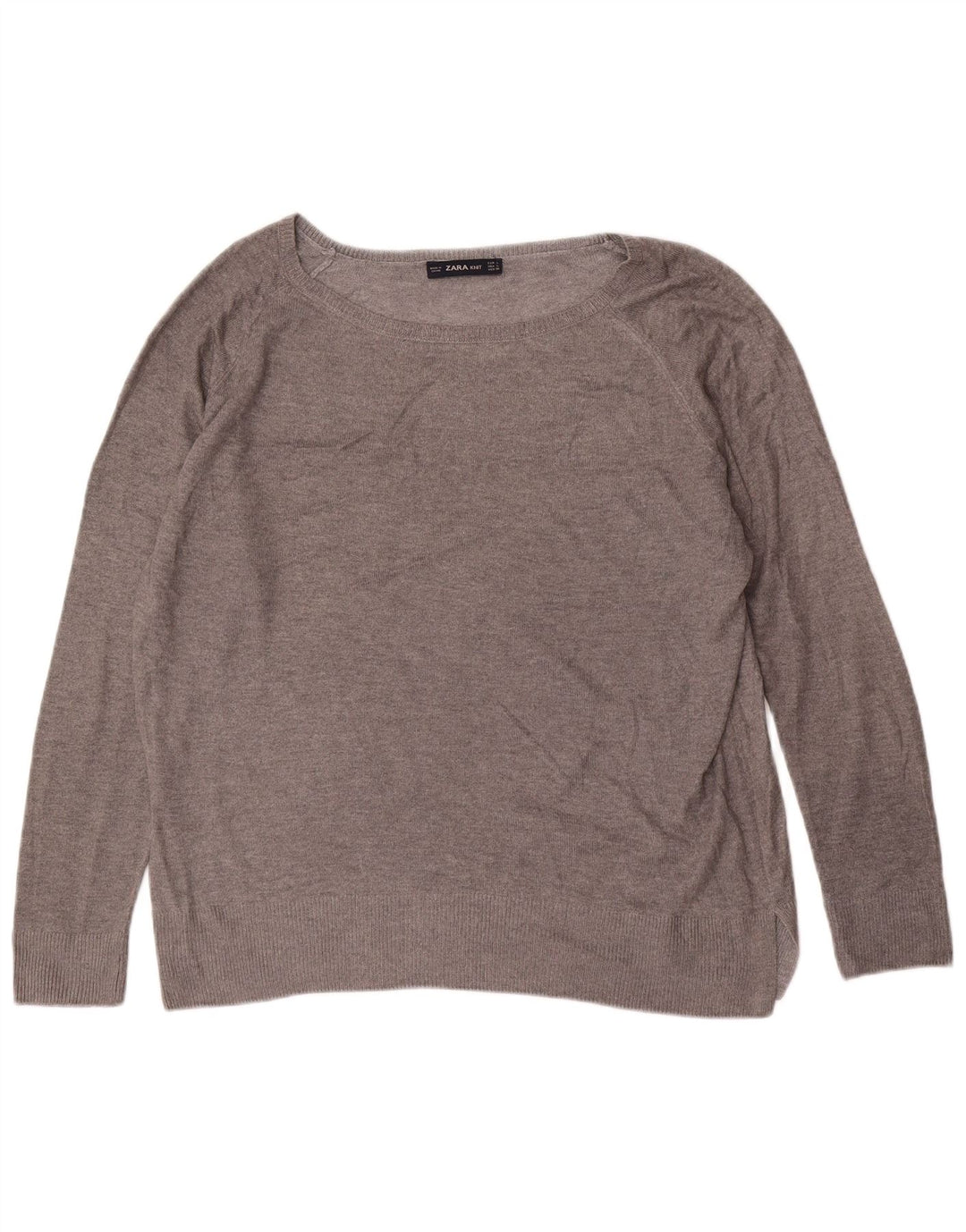 ZARA Womens Oversized Boat Neck Jumper Sweater UK 16 Large Grey
