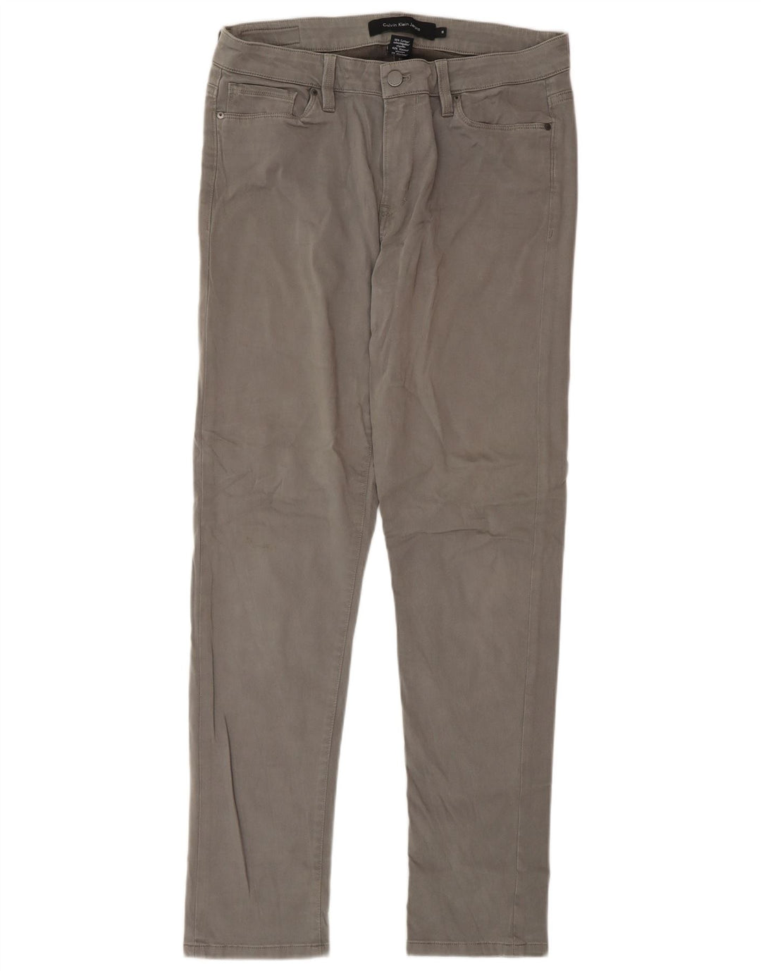 Calvin Klein Pantalon décontracté slim pour femme US 10 Medium W32 L32 Gris Coton