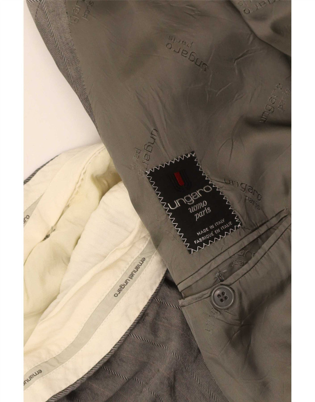 Emanuel Ungaro Costume 2 pièces pour homme UK 38 Medium W34 L27 Gris rayé
