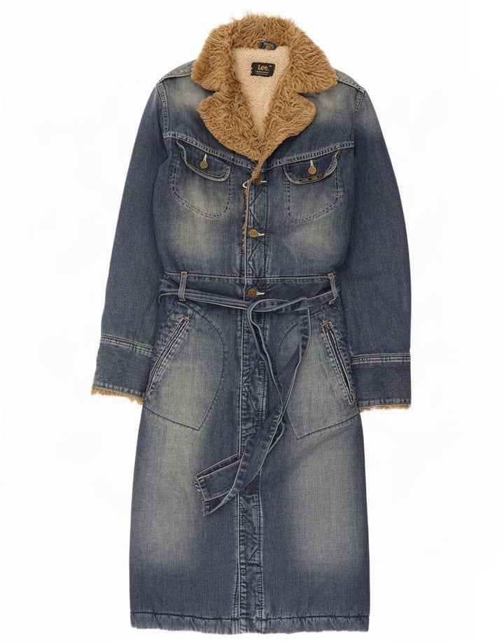 Lee Manteau Sherpa Denim Femme UK 44 Bleu Moyen Polyester Colorblock