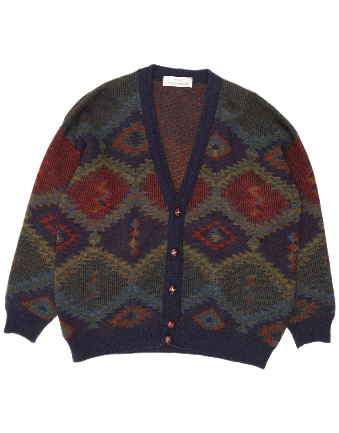 Marks & Spencer Cardigan St. Michael pour homme XL Bleu marine rétro