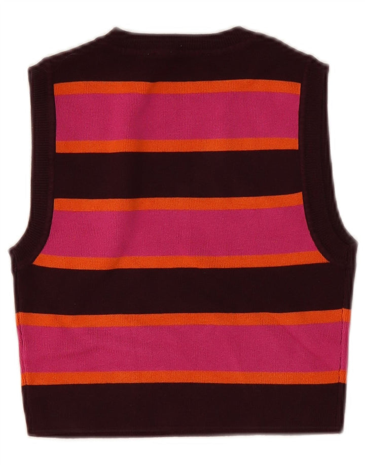 Zara Womens Crop Vest Top UK 12 Rose Moyen Rayé