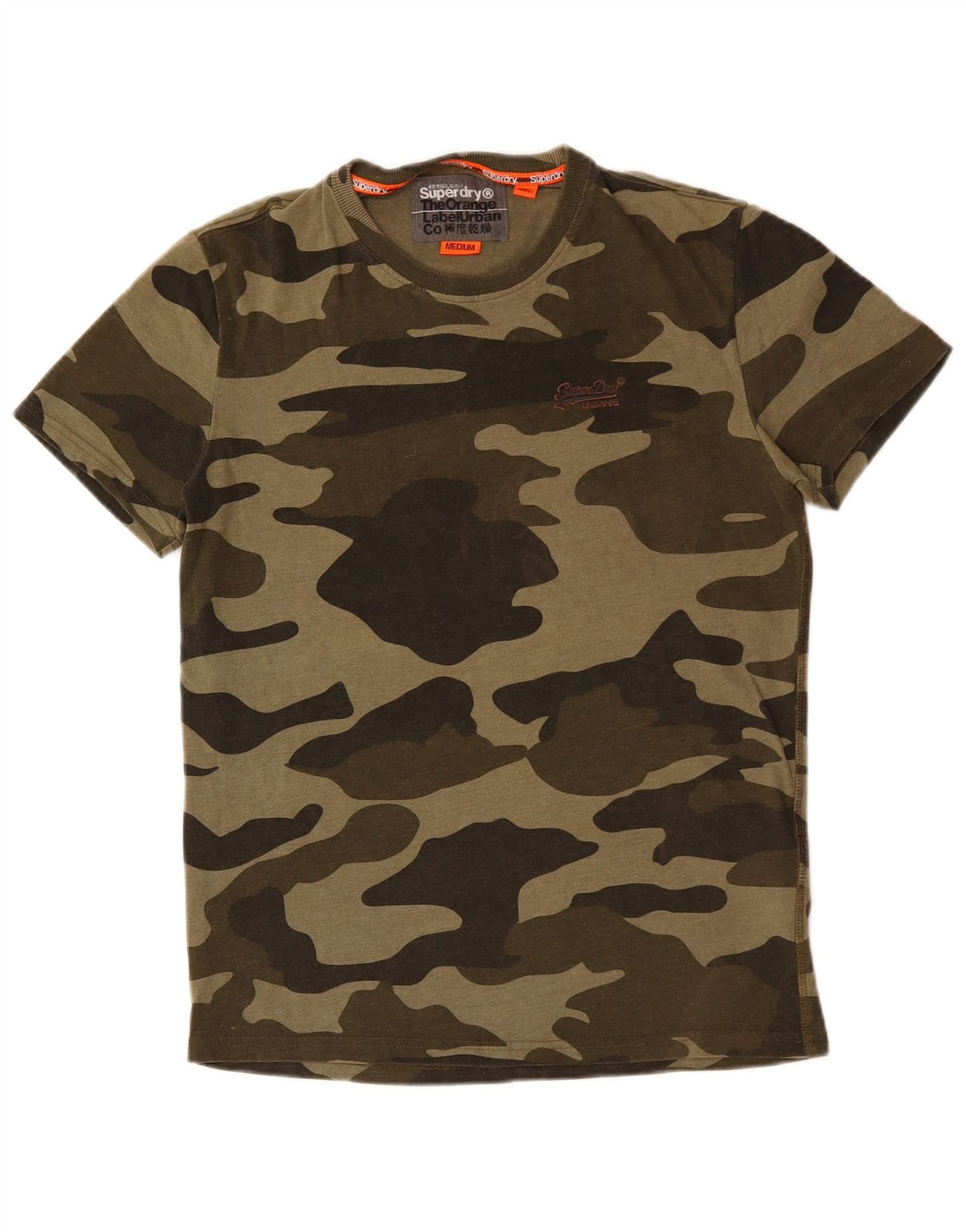 Superdry T-Shirt Top Kaki Camouflage Coton Homme