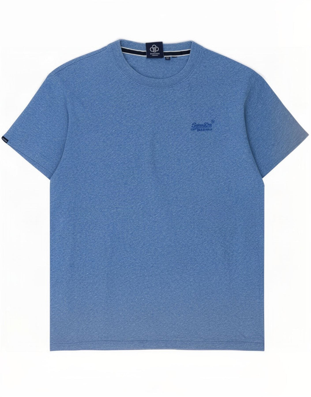 Superdry Homme T-Shirt Top Bleu Moyen Flecked Cotton