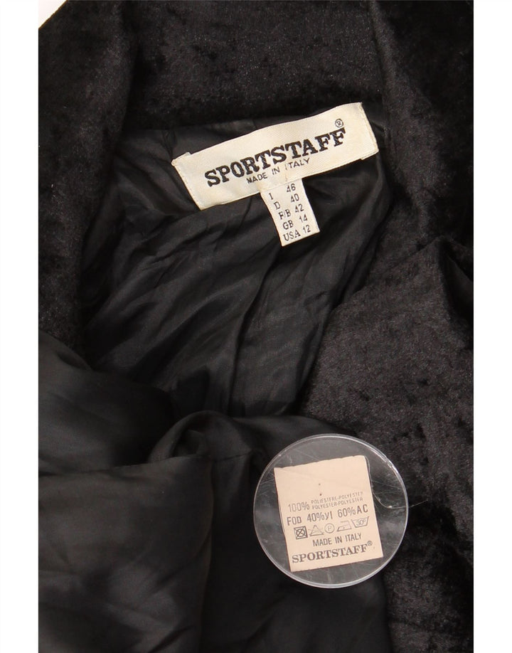 Sportstaff Veste blazer double boutonnage pour femme UK 14 Large Noir Polyester