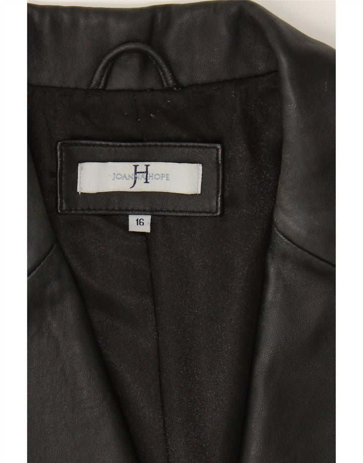 JOANNA HOPE Womens Leather Jacket UK 16 Large Black Leather Vintage Joanna Hope and Second-Hand Joanna Hope from Messina Hembry 