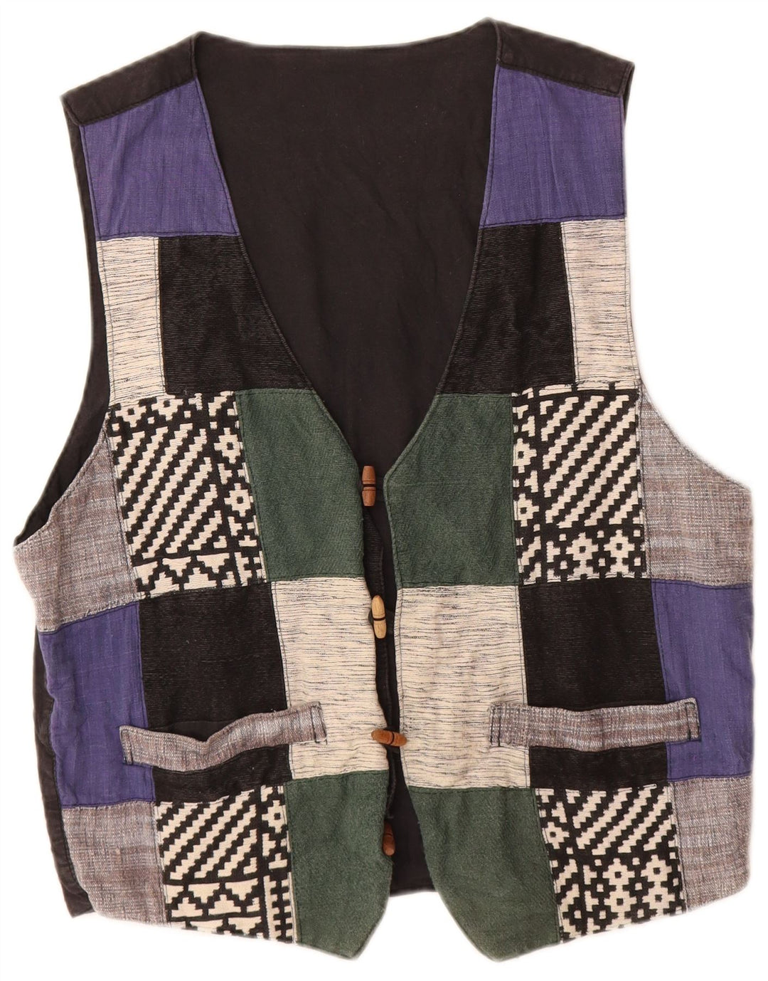 Gilet homme vintage grand patchwork multicolore coton bohème