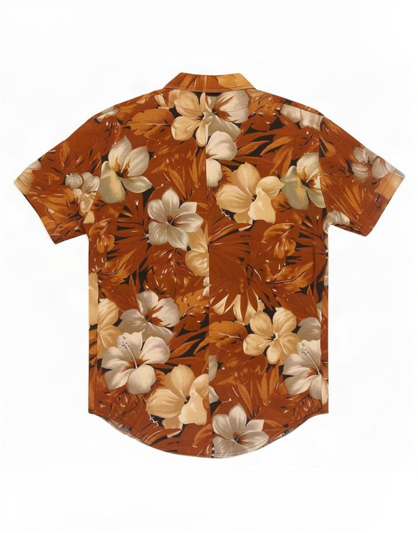vintage Femme Chemise À Manches Courtes Blouse UK 18 XL Marron Floral