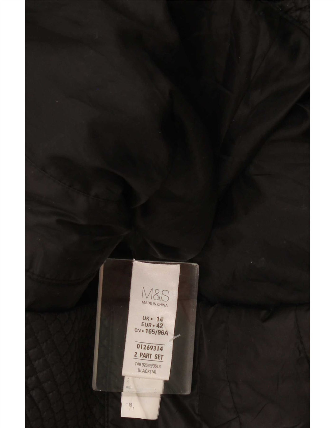 Marks & Spencer Veste matelassée à capuche pour femme UK 14 Large Noir Polyester