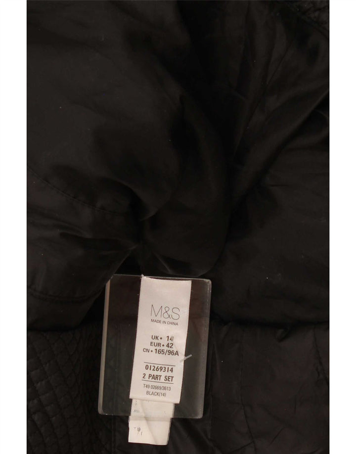 Marks & Spencer Veste matelassée à capuche pour femme UK 14 Large Noir Polyester