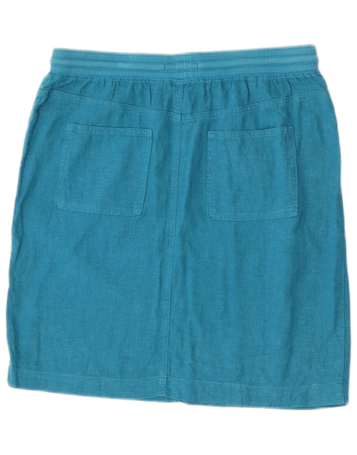 Marks & Spencer Jupe droite pour femme UK 12 Medium W30 Lin bleu