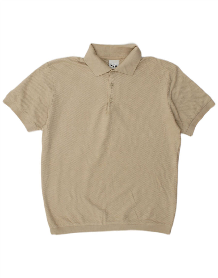 Polo Homme Zara Homme Beige Moyen Coton