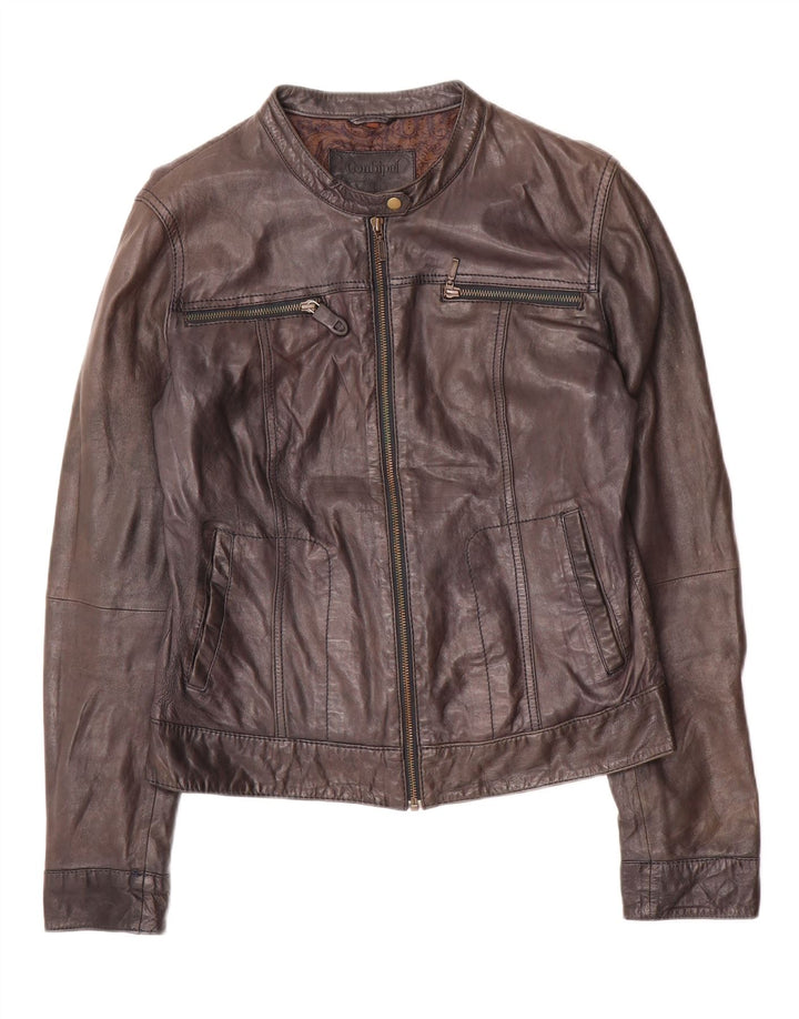 Conbipel Veste en Cuir Courte Femme IT 46 Grand Cuir Noir