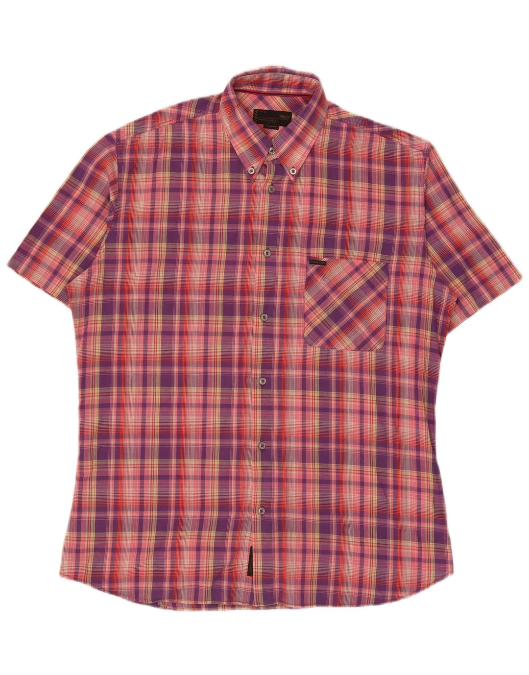 Chemise homme manches courtes Marlboro Classics XL à carreaux roses en coton