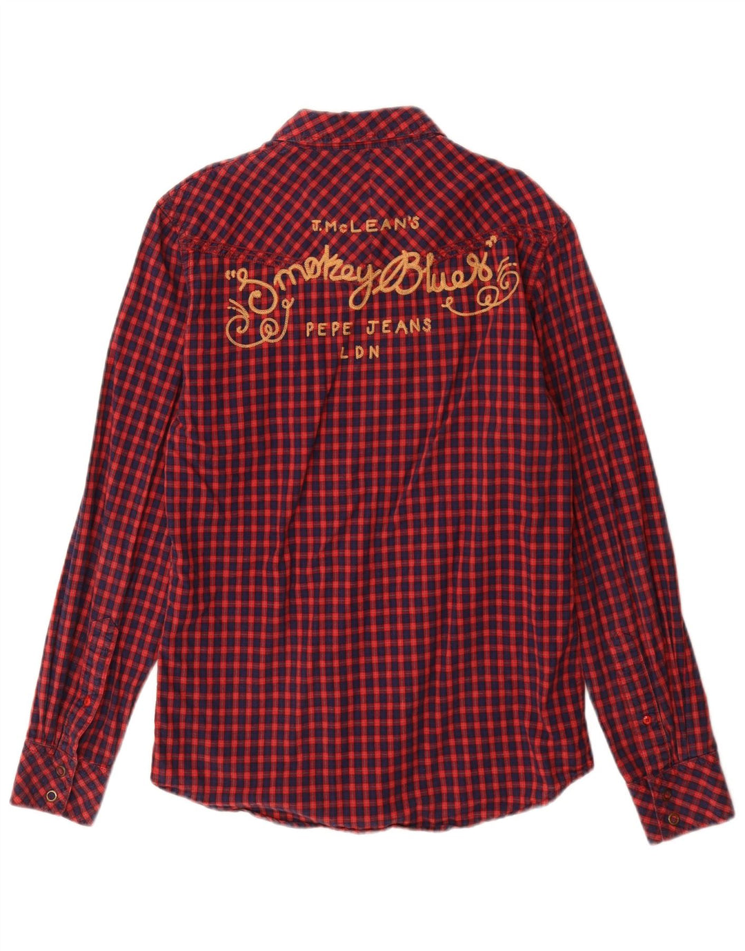 PEPE Jeans Chemise en flanelle graphique pour hommes, petit coton vichy rouge