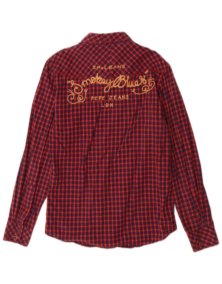 PEPE Jeans Chemise en flanelle graphique pour hommes, petit coton vichy rouge