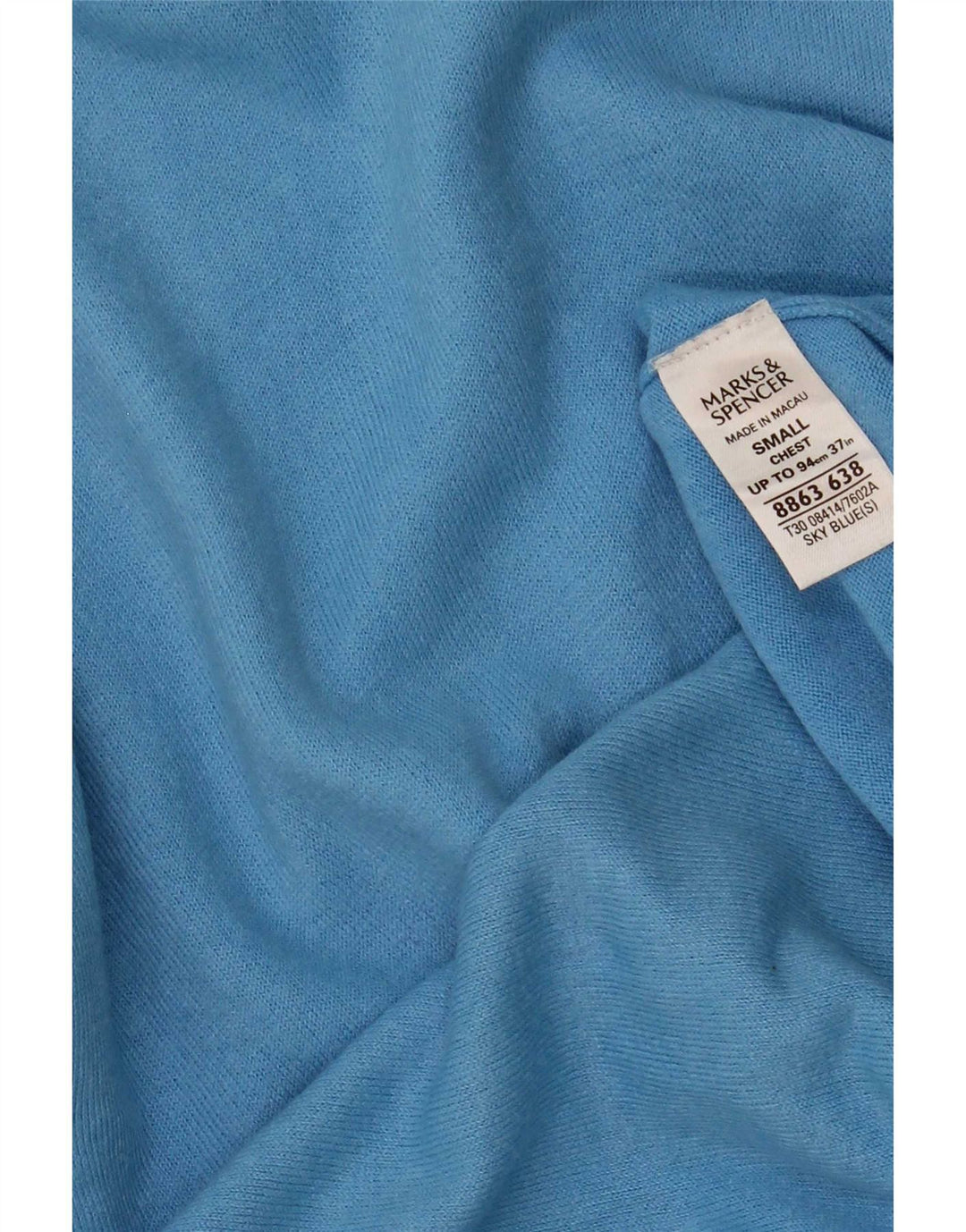 Marks & Spencer Pull autographe à col en V pour homme Petit Bleu Acrylique