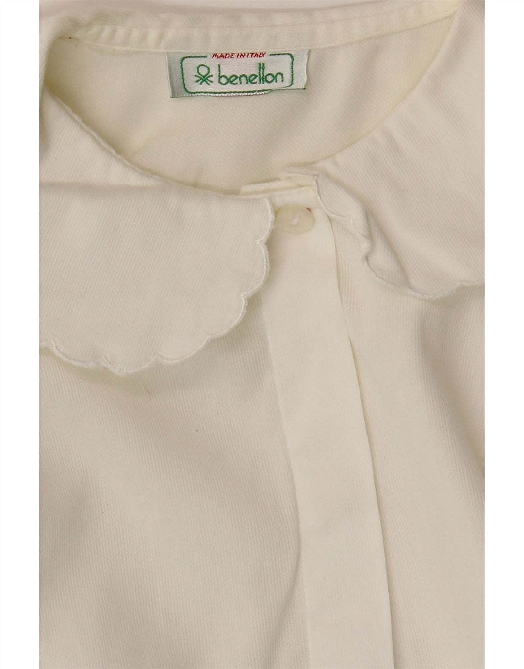 BENETTON Girls Shirt Blouse 15-16 Years White Vintage Benetton and Second-Hand Benetton from Messina Hembry 