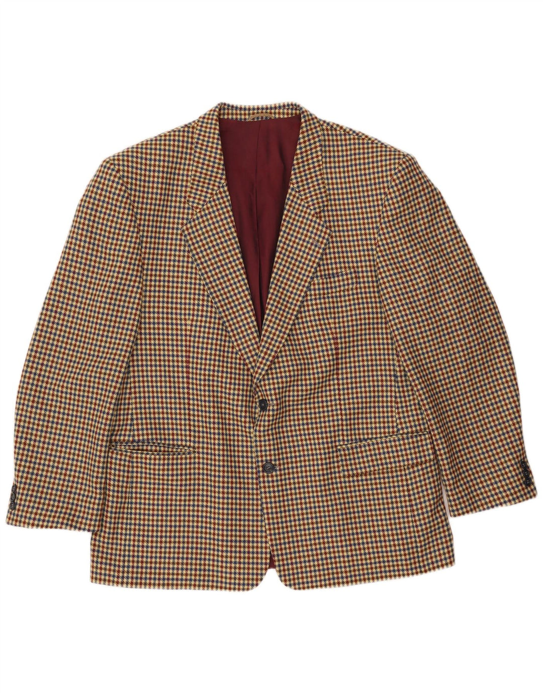 Luigi Botto Veste Blazer 2 Boutons Homme UK 40 Grande Laine Pied-de-Poule Beige