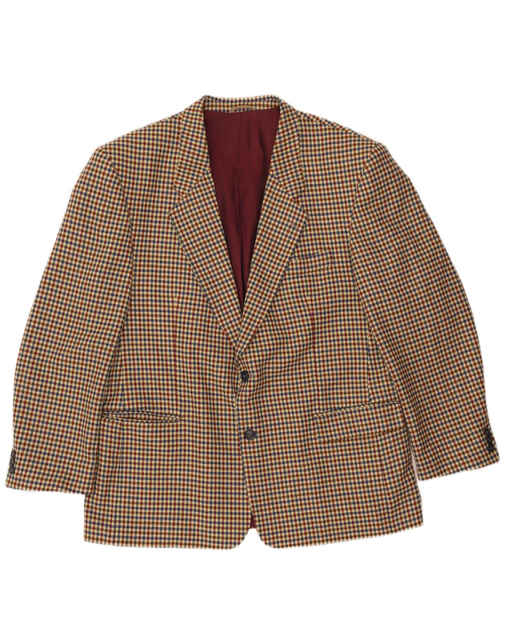 Luigi Botto Veste Blazer 2 Boutons Homme UK 40 Grande Laine Pied-de-Poule Beige