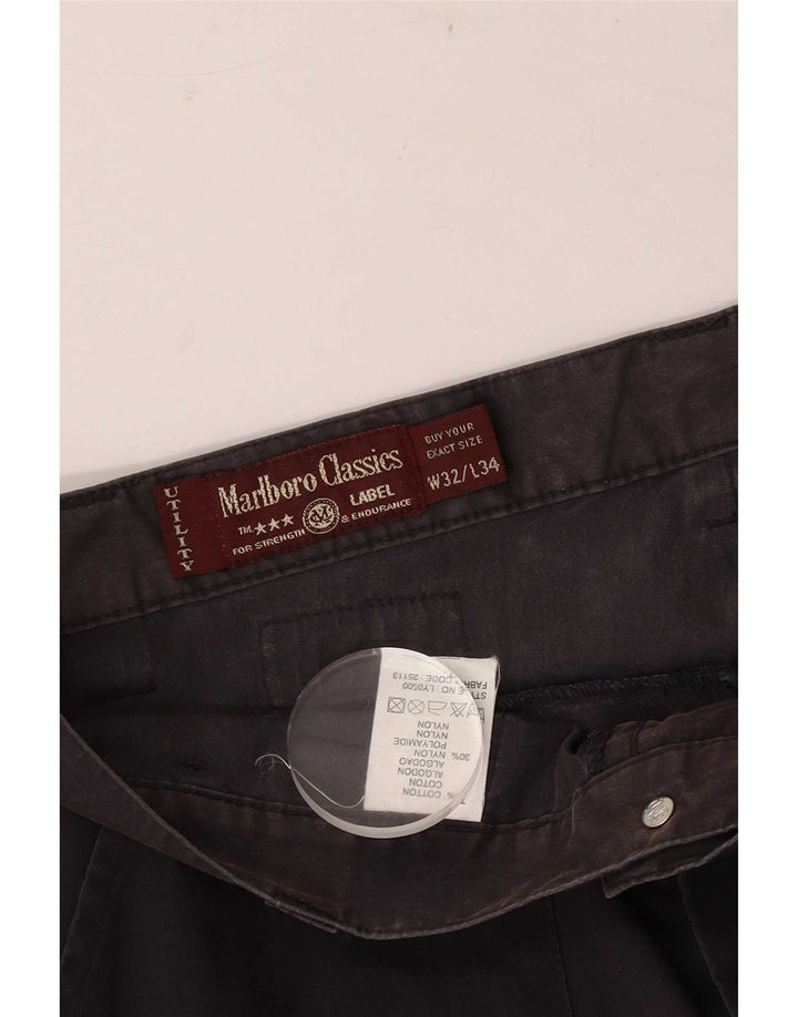 Marlboro Classics Pantalon cargo droit pour homme W32 L28 Noir Coton