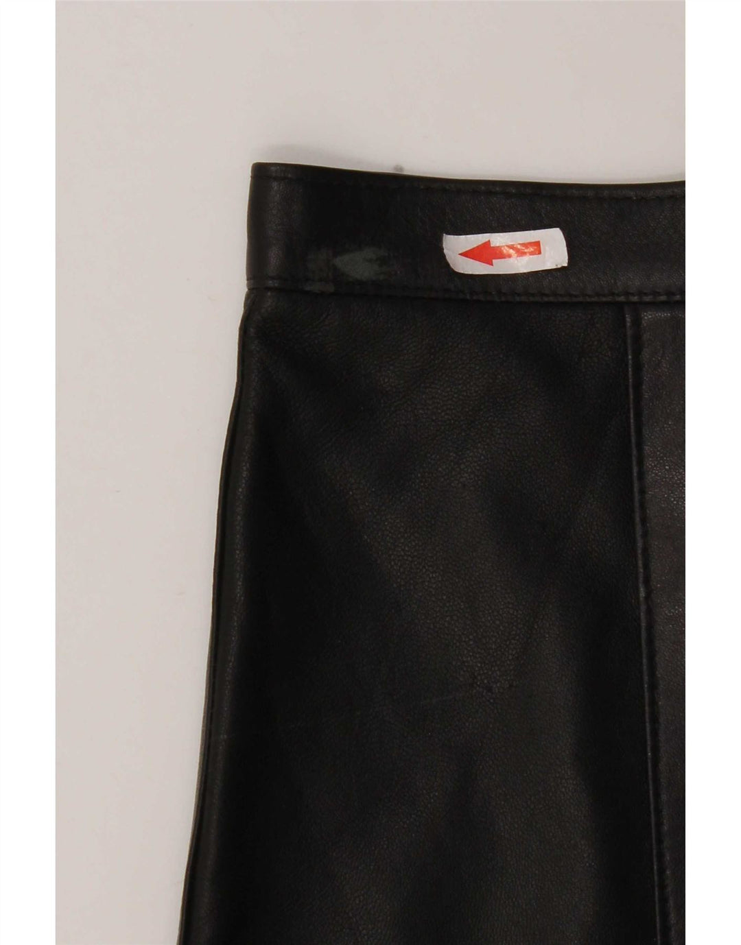 vintage Femme Mini Jupe En Cuir W28 Moyen Noir