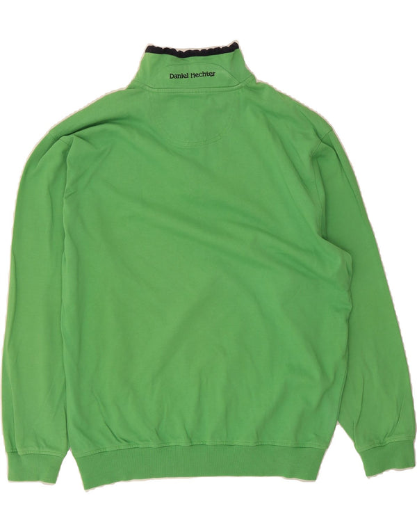 DANIEL HECHTER Mens Zip Neck Jumper Sweater IT 52 Large Green Cotton