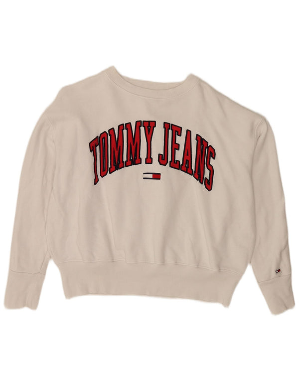 Tommy Hilfiger Sweat-shirt graphique coupe ample pour femme UK 10 Petit Blanc