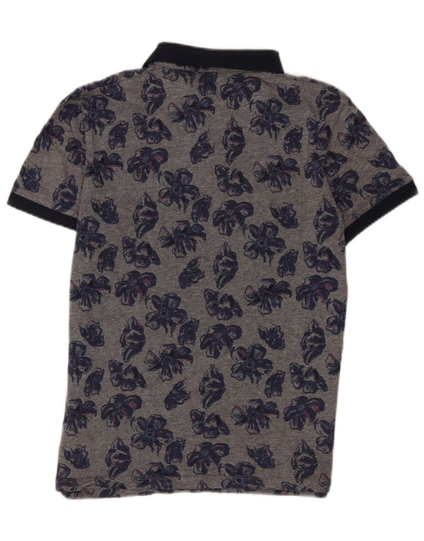 Ted Baker Mens Polo Shirt Size 4 Large Grey Floral Cotton