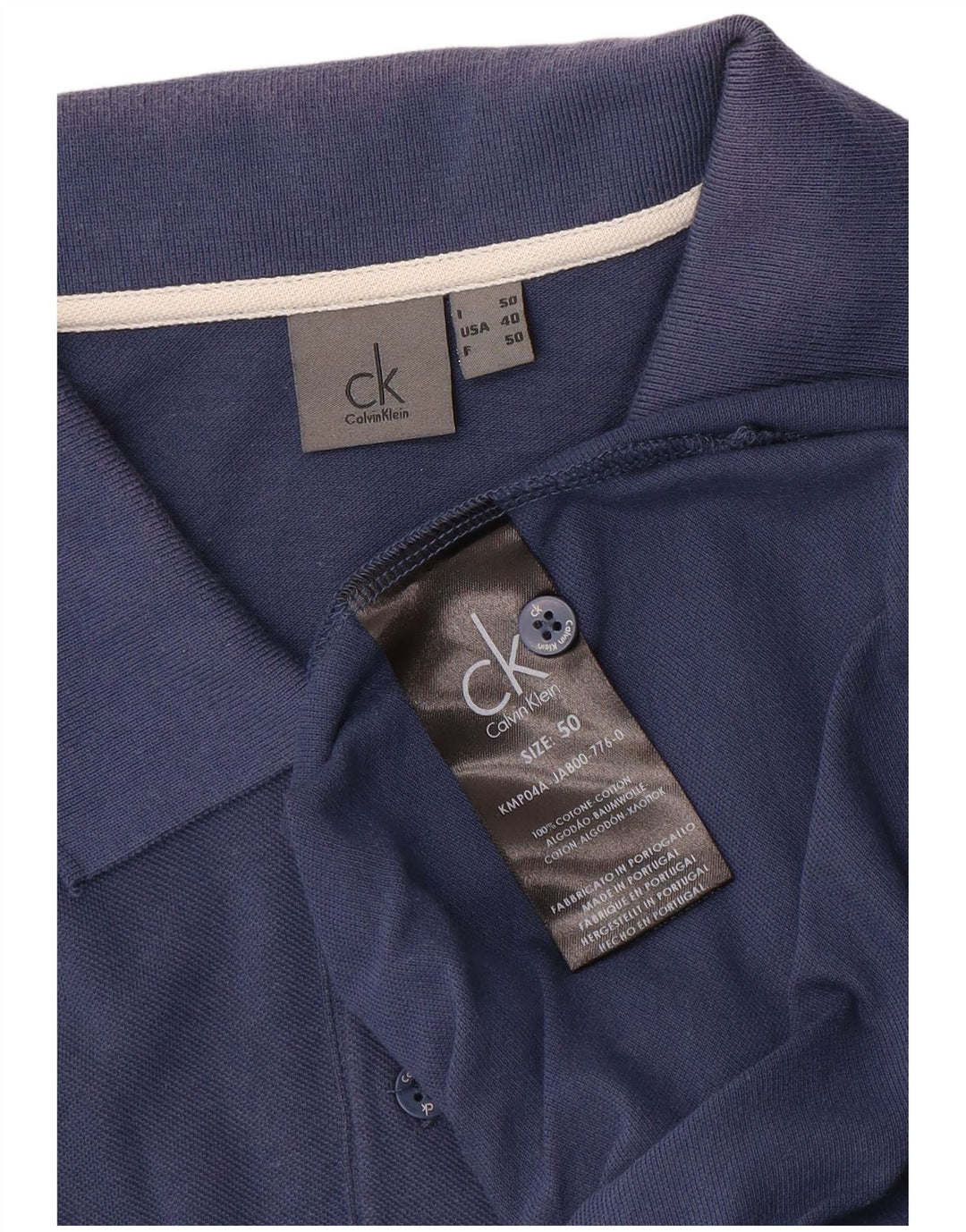 CALVIN KLEIN Mens Polo Shirt IT 50 Medium Navy Blue Cotton