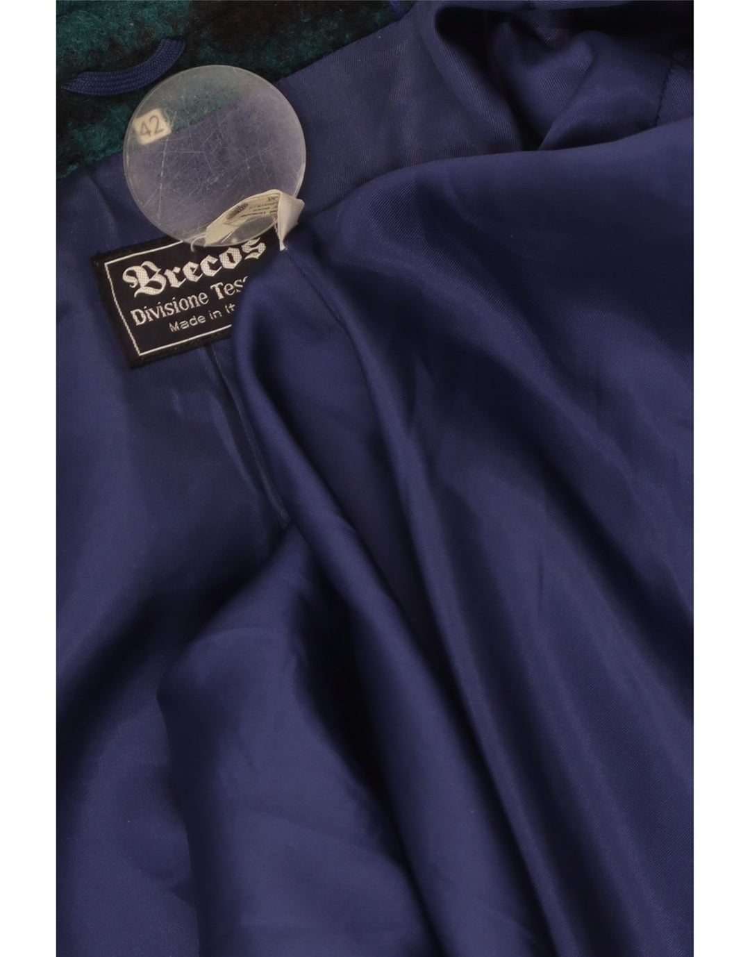 Pardessus Femme Breco's IT 42 Laine Vierge à Carreaux Bleu Moyen