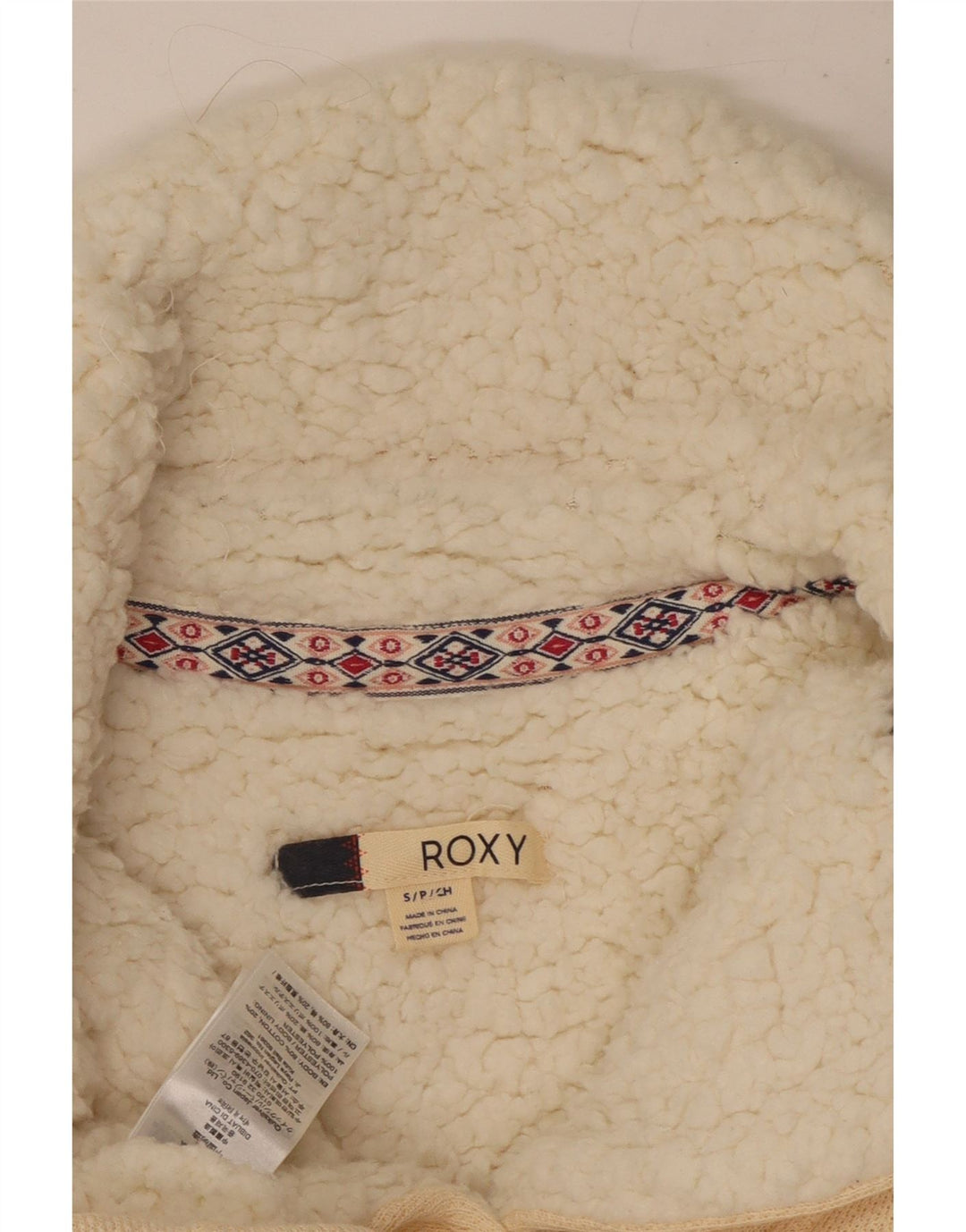 ROXY Veste de survêtement Sherpa pour femme UK 10 Small Off White Cotton