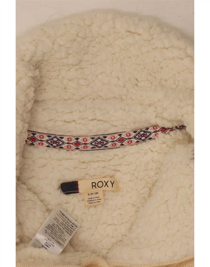 ROXY Veste de survêtement Sherpa pour femme UK 10 Small Off White Cotton