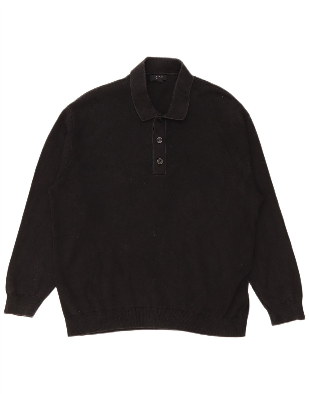 Cos Polo à Manches Longues Homme Noir Moyen Coton
