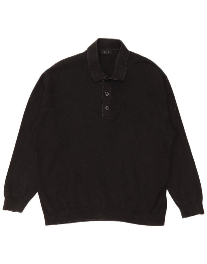 Cos Polo à Manches Longues Homme Noir Moyen Coton