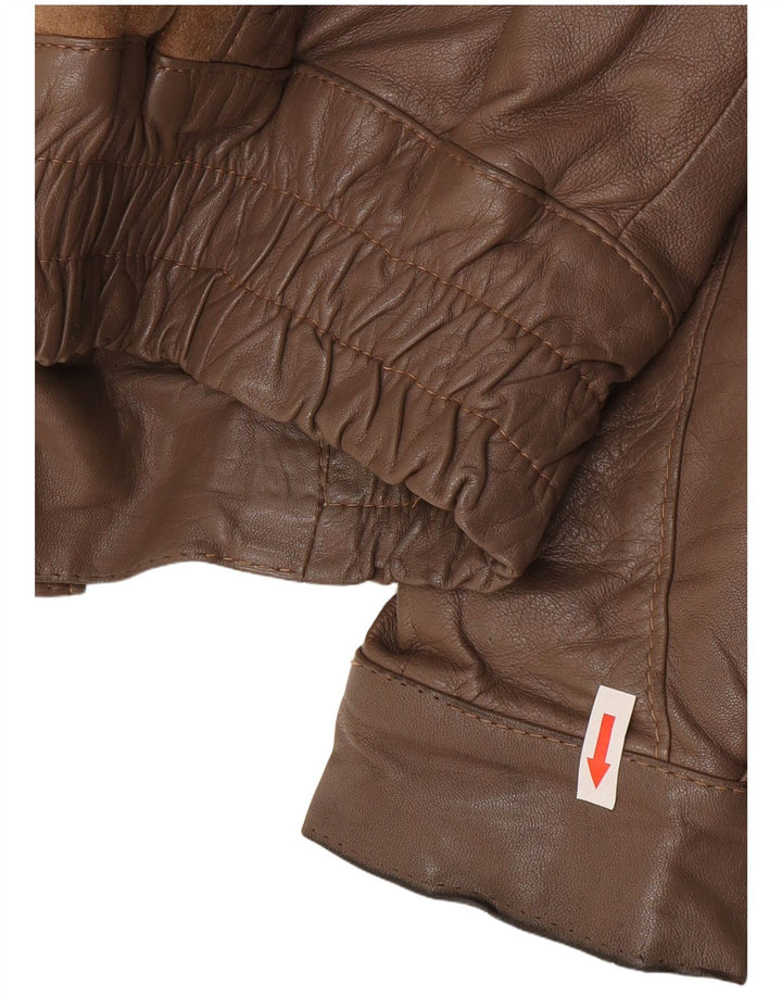 vintage Mens Bomber Shearling Veste IT 52 XL Marron