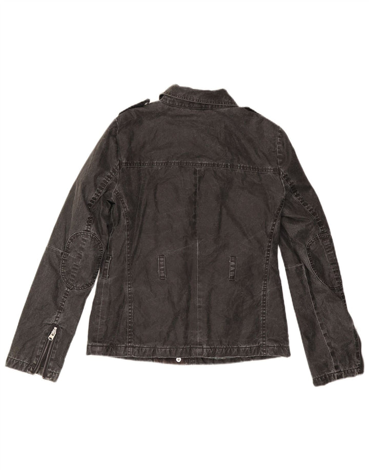 Topshop Veste en jean pour femme UK 8 Small Noir Polyacrylique