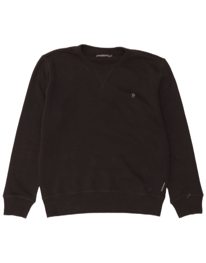 French Connection Sweat-shirt pour homme en coton noir Taille L